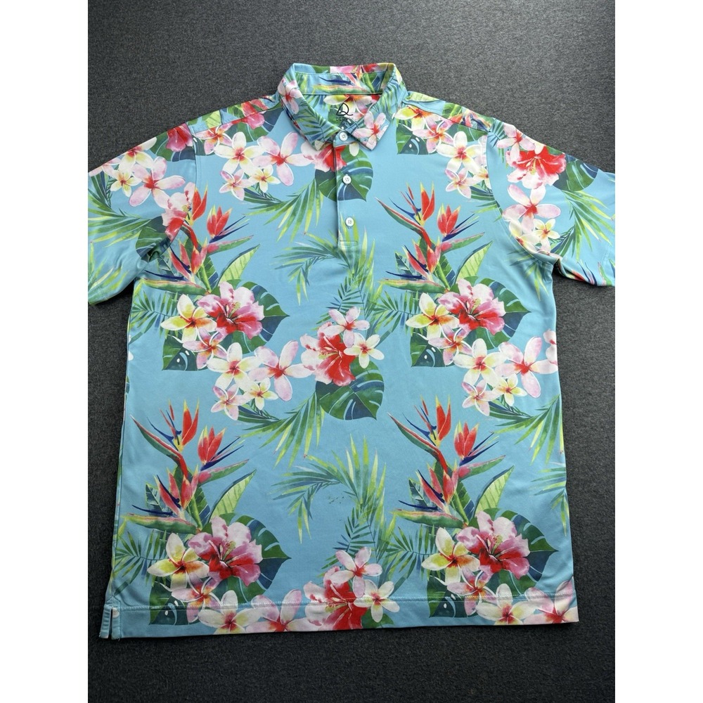 Deolax Golf Polo Shirt Mens‎ Sz XL Loud Tropical Plant Print Performance Stretch - Picture 3 of 16